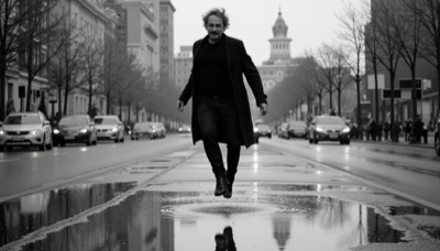 AI-generated film still from Me-Me exploring identity and unlived destinies in Milan